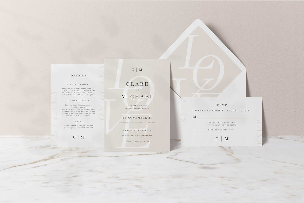 Love Collection | DIY Printable Wedding Stationery Bundle Templates