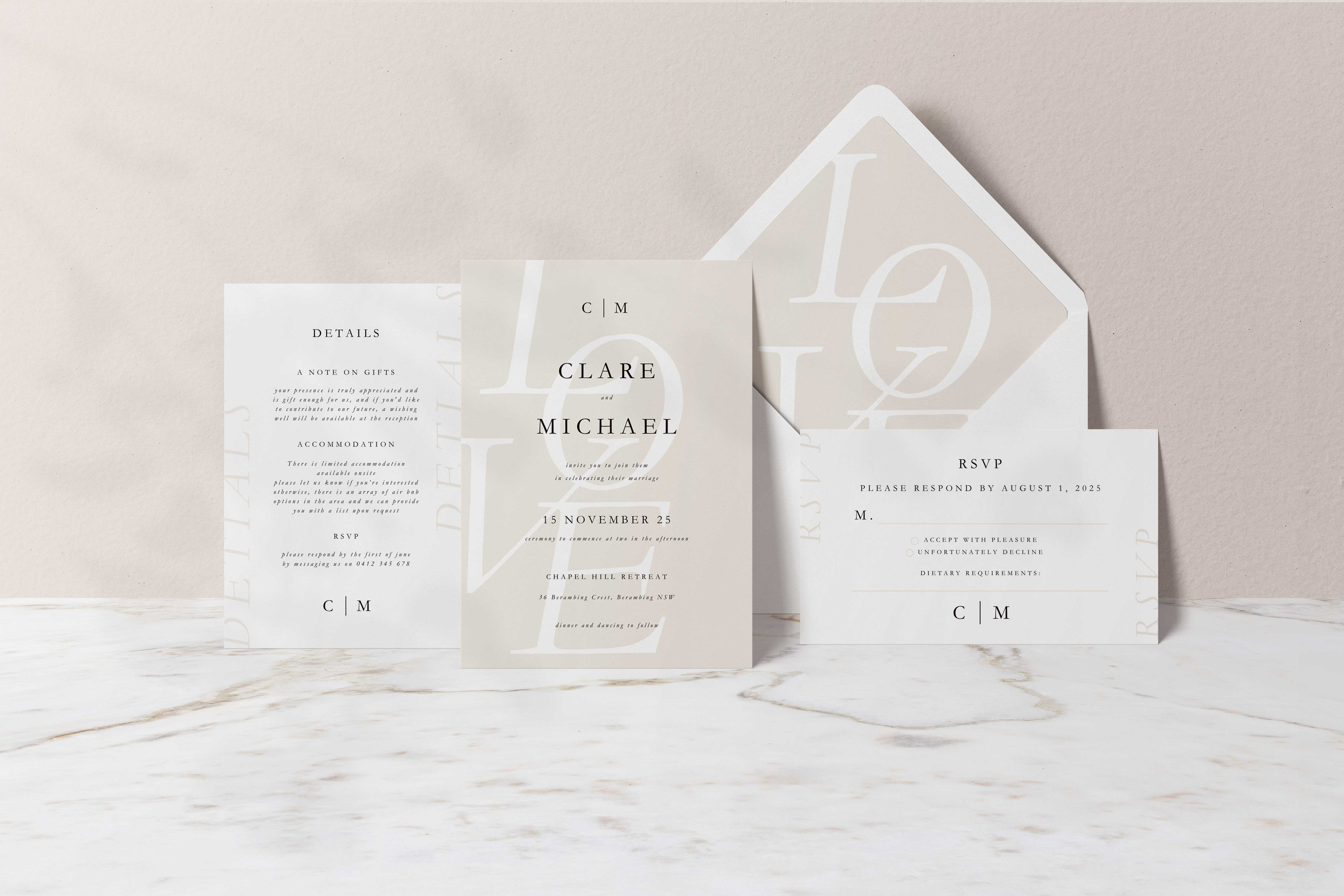 Love Collection | DIY Printable Wedding Stationery Bundle Templates