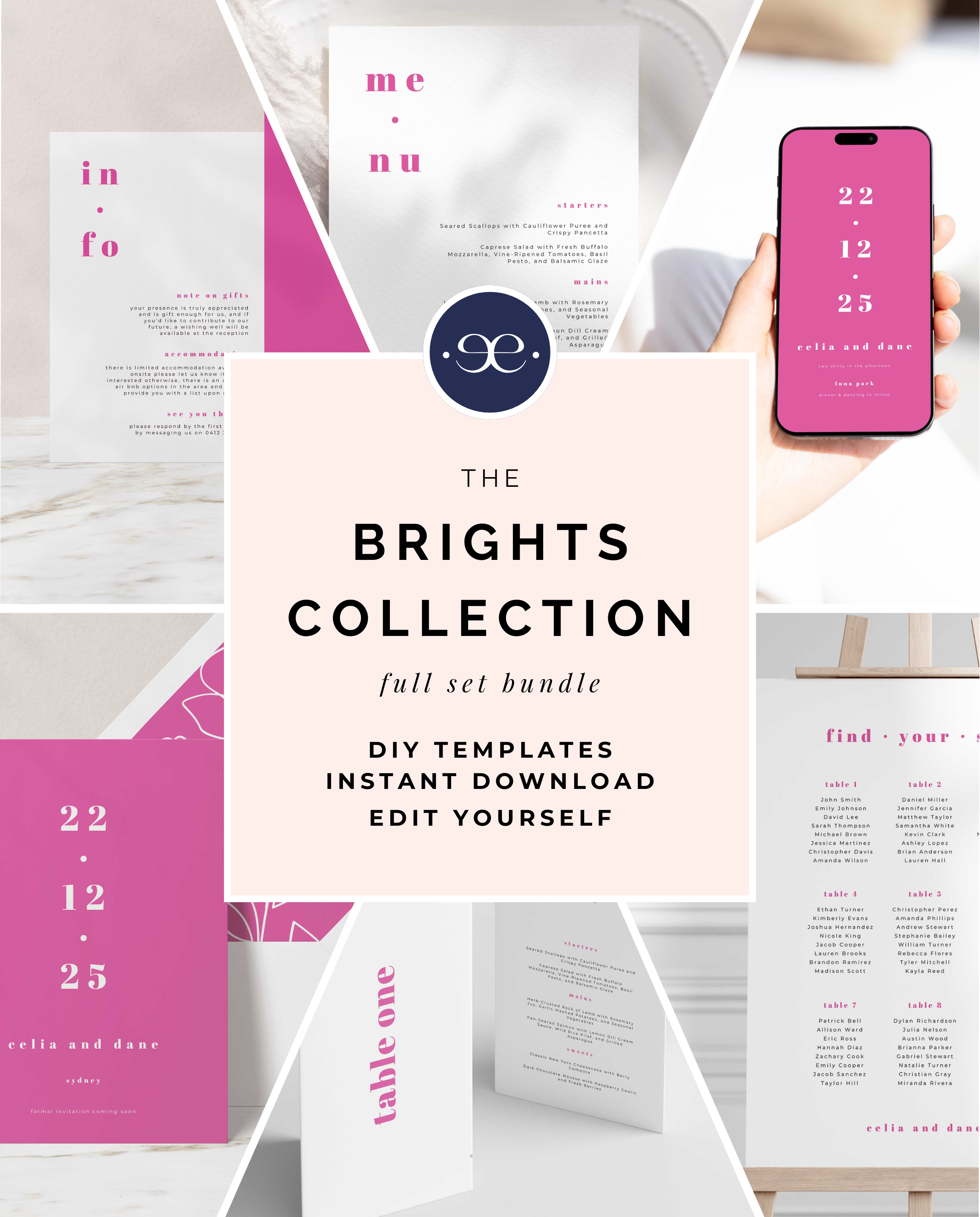 Brights Collection | DIY Printable Wedding Stationery Bundle Templates
