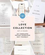 Love Collection | DIY Printable Wedding Stationery Bundle Templates