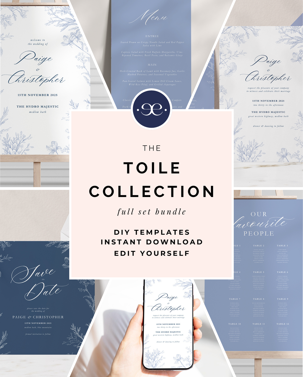 Toile Collection | DIY Printable Wedding Stationery Bundle Templates
