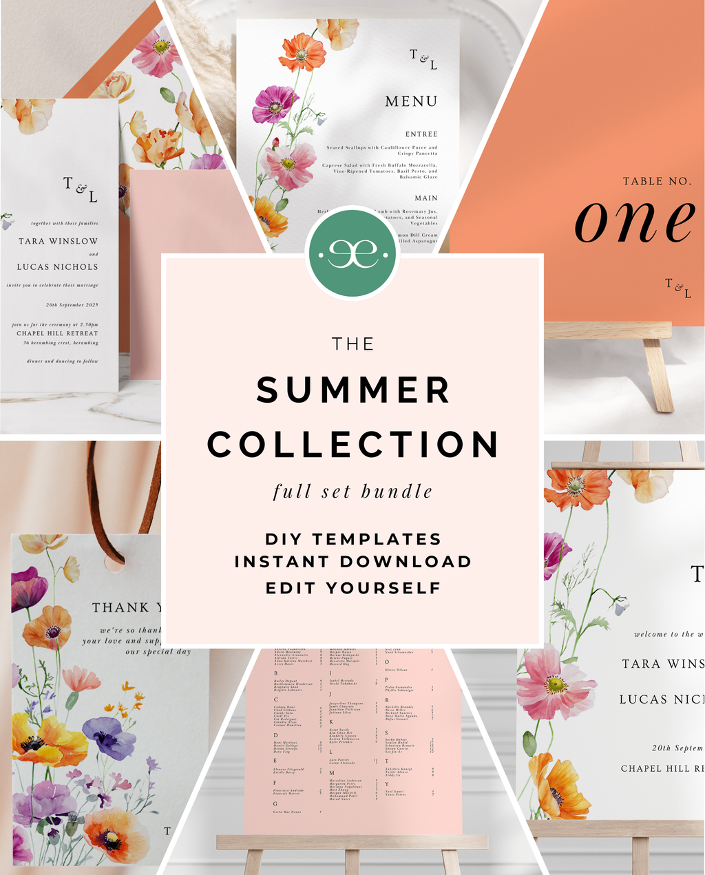 Summer Collection | DIY Printable Wedding Stationery Bundle Templates