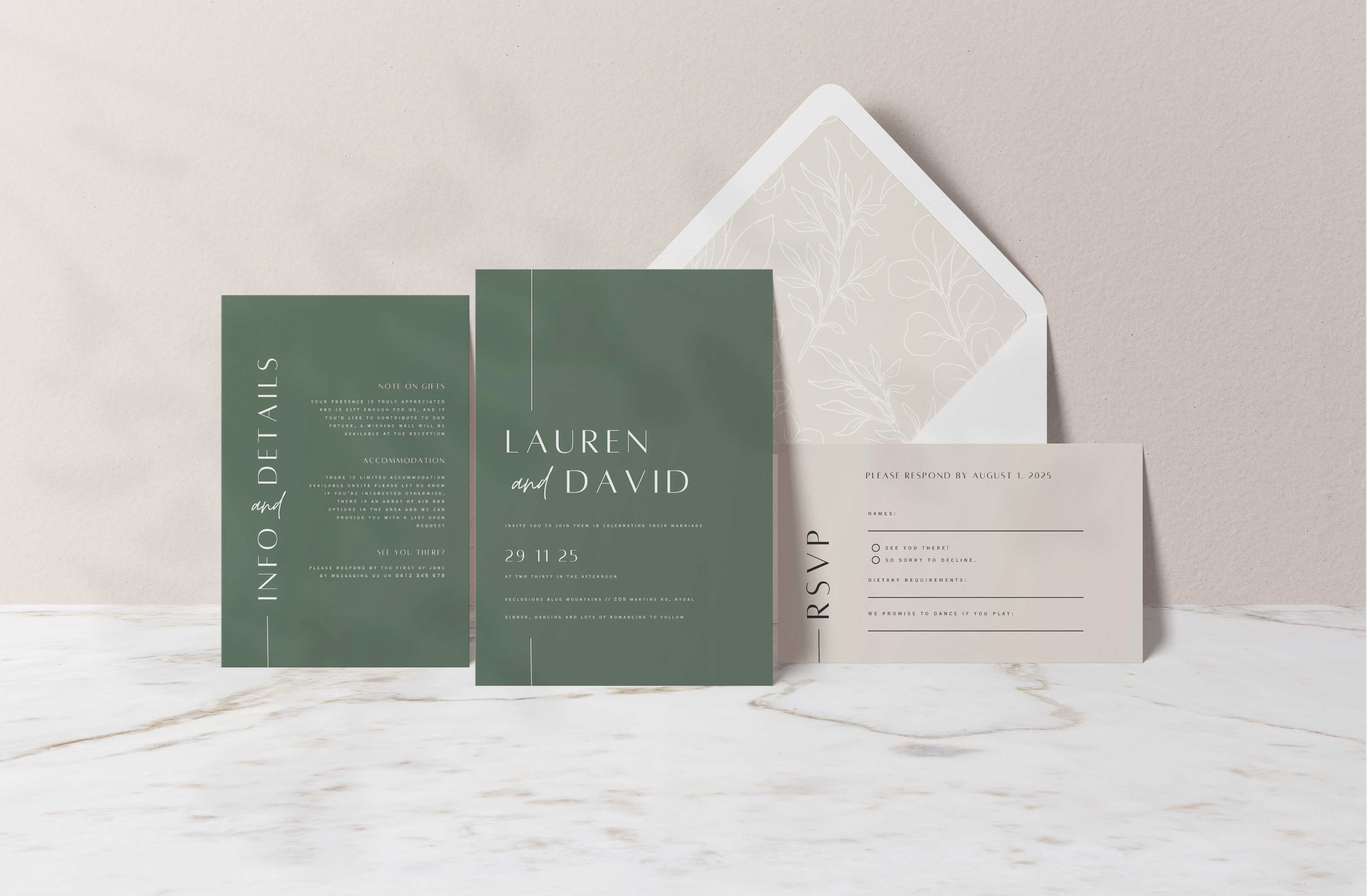 Sage Collection | DIY Printable Wedding Stationery Bundle Templates